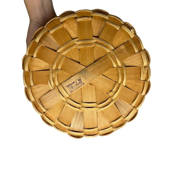 Taskets Renaissance Woven Wood Bread Basket Swing Handle Protective Liner - Picture 5 of 6